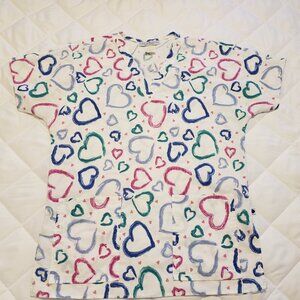 Nurse Mates Small Scrub Top-Heart Pattern